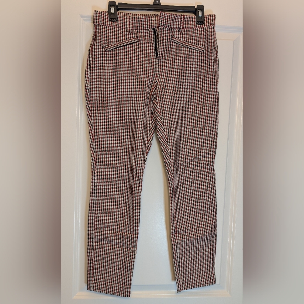 Women's Checkered Ankle Pants - Red and White